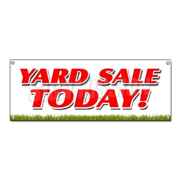 YARD SALE TODAY BANNER SIGN household tools new used furniture toys